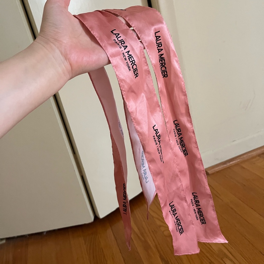 Laura Mercier Dusty Pink Satin Logo ribbons/ twilly  (85x6cm)